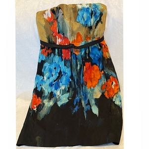 Moulinette Soeurs Strapless Dress - Black, Blue, Orange Floral